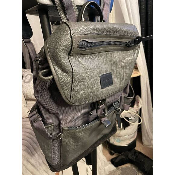 Coach grey leather black suede manhatten rucksack backpack main image 7